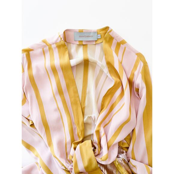 Silvia Tcherassi Gertrude Sequin Combo Mini Dress Blush Moss Sequin - Picture 8 of 10